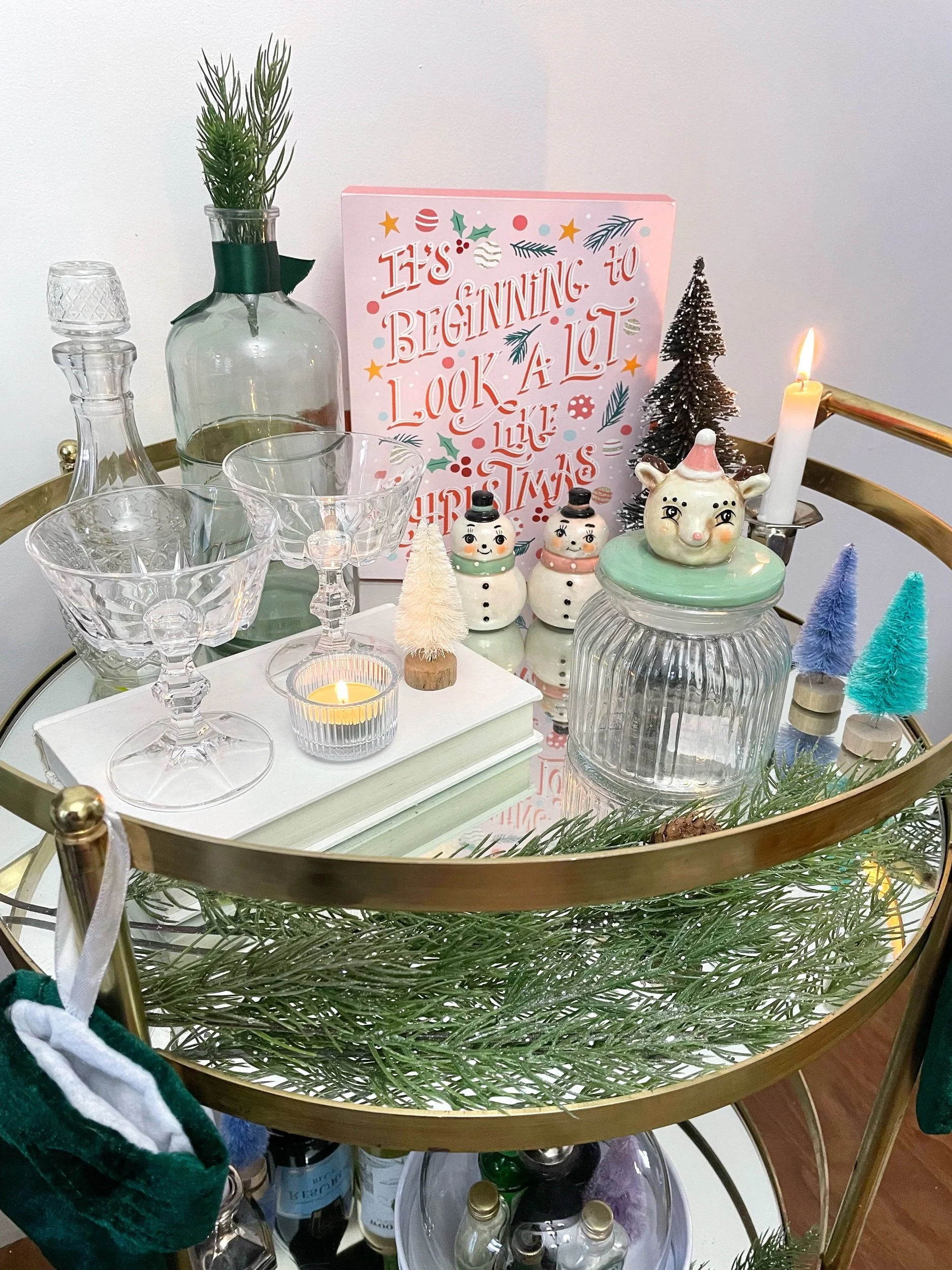 Candy Coloured Christmas Bar Cart 