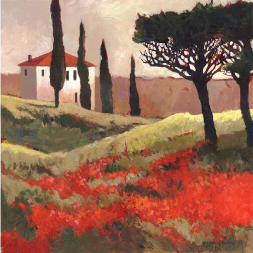 "Tuscan House and Poppies"