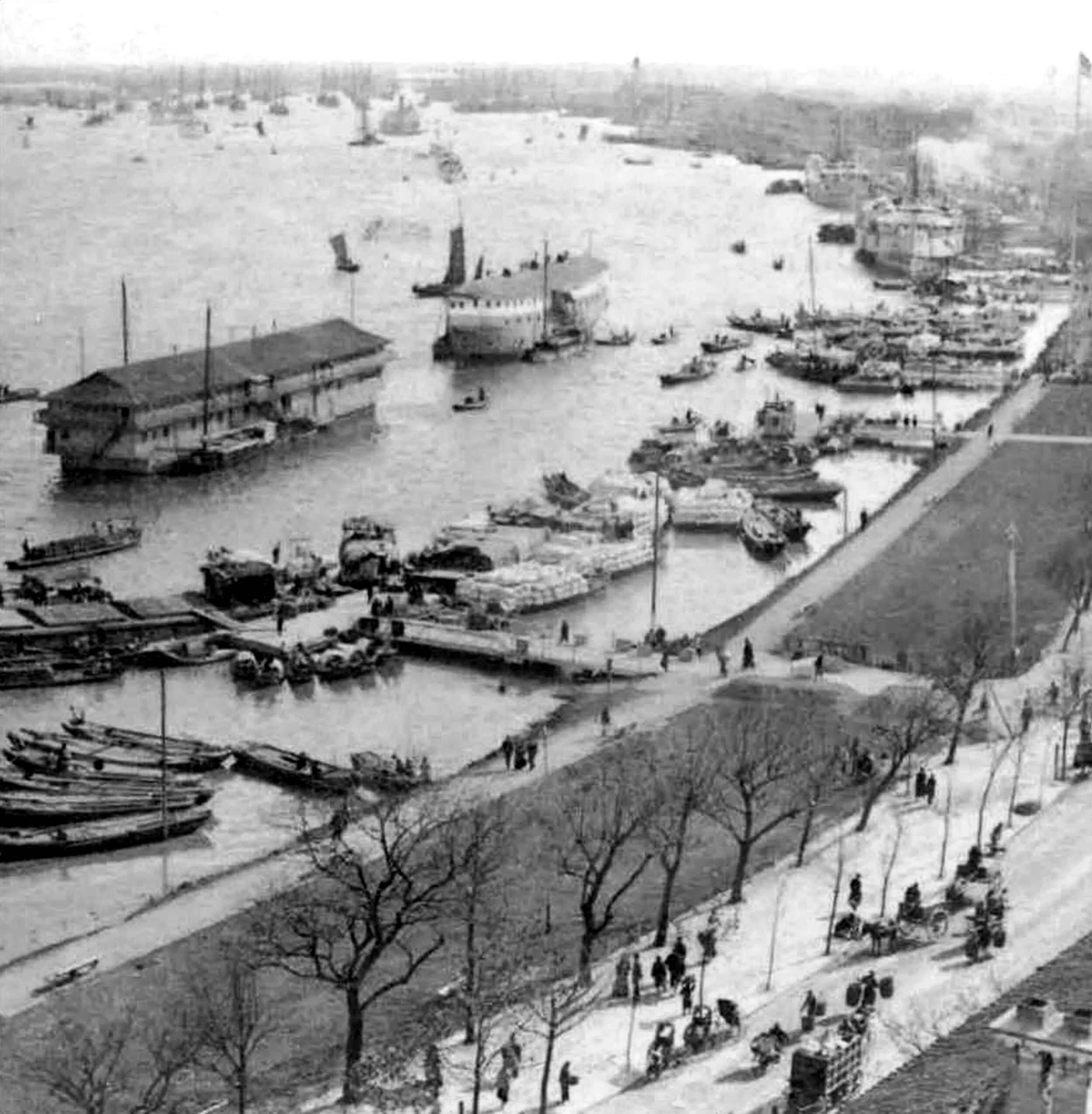 Opium storage ships or floating godowns at Canton (Guangzhou) harbor, late 19th century (photo credit: Granger, NYC–All rights reserved)