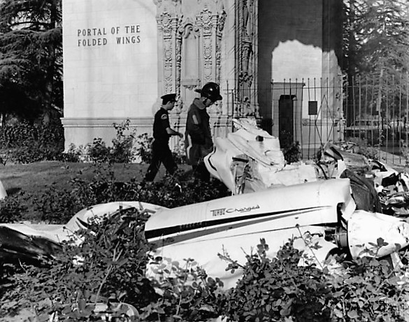  Above: Valhalla Memorial Park Cemetery, Burbank, Calif., c. 1969  Joe Hyams, Publicity Department, Columbia Pictures, New York City:  “I decided to learn to fly the same time as Bob. When we talked about it, he was taking lessons and still a student