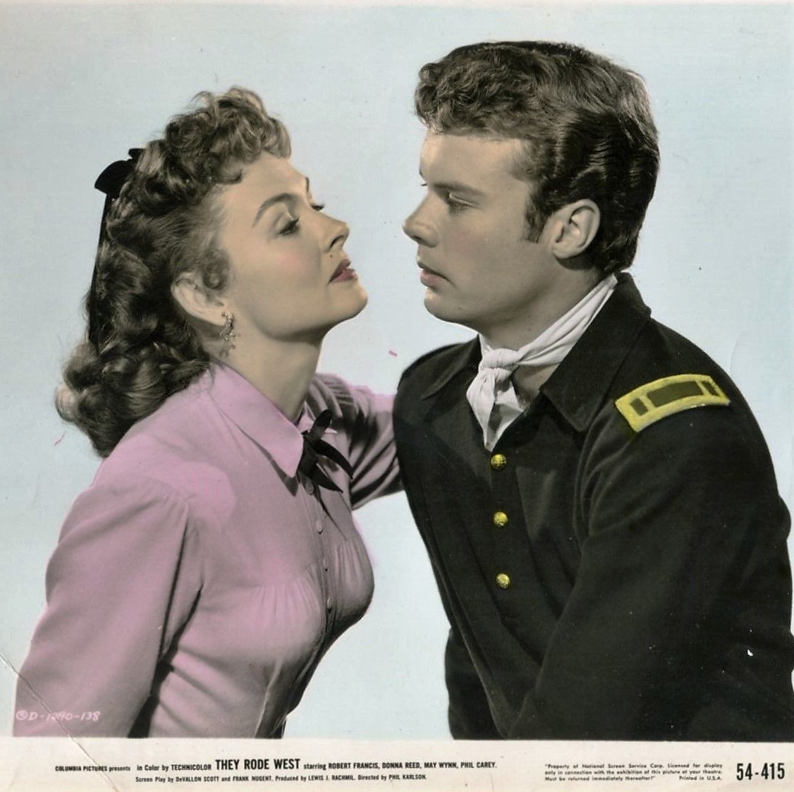  Bob with Donna Reed, his  They Rode West  co-star. Photos for promotional materials. Fall 1953. She also appeared in Bob’s screen test for  The Caine Mutiny . 