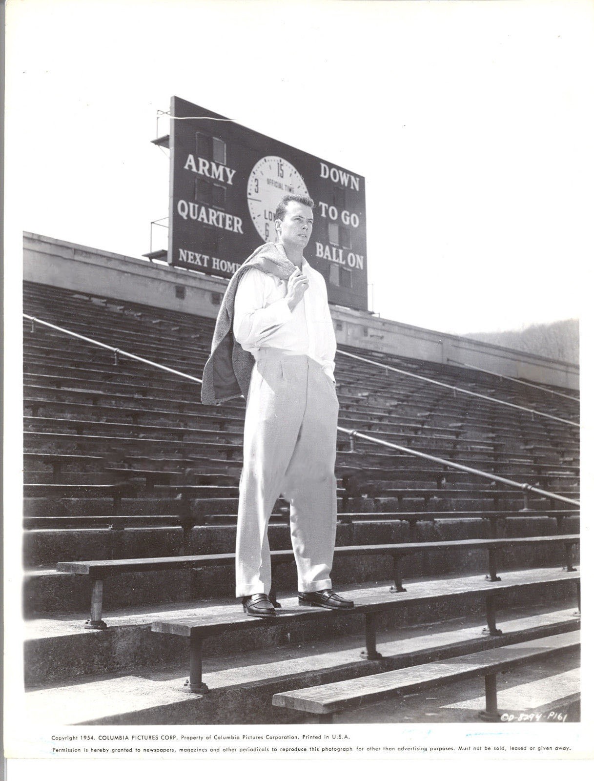  Publicity Photo, Columbia Pictures, West Point, 1954. Bob in grandstands at West Point Stadium   