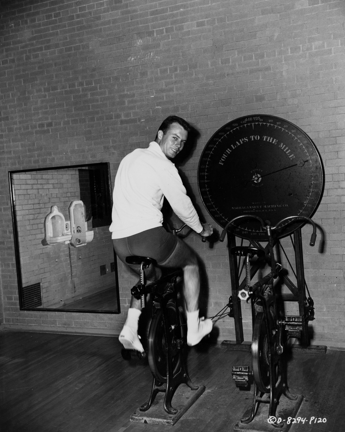  Publicity Photo, Columbia Pictures, West Point, 1954 “ATHLETE - Bob Francis makes use of the cadet gym facilities while on location at West Point….” 