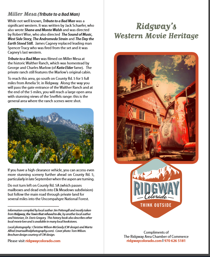  Brochures promoting Ridgway as a location for movies. Note credits. c. 1990s. 