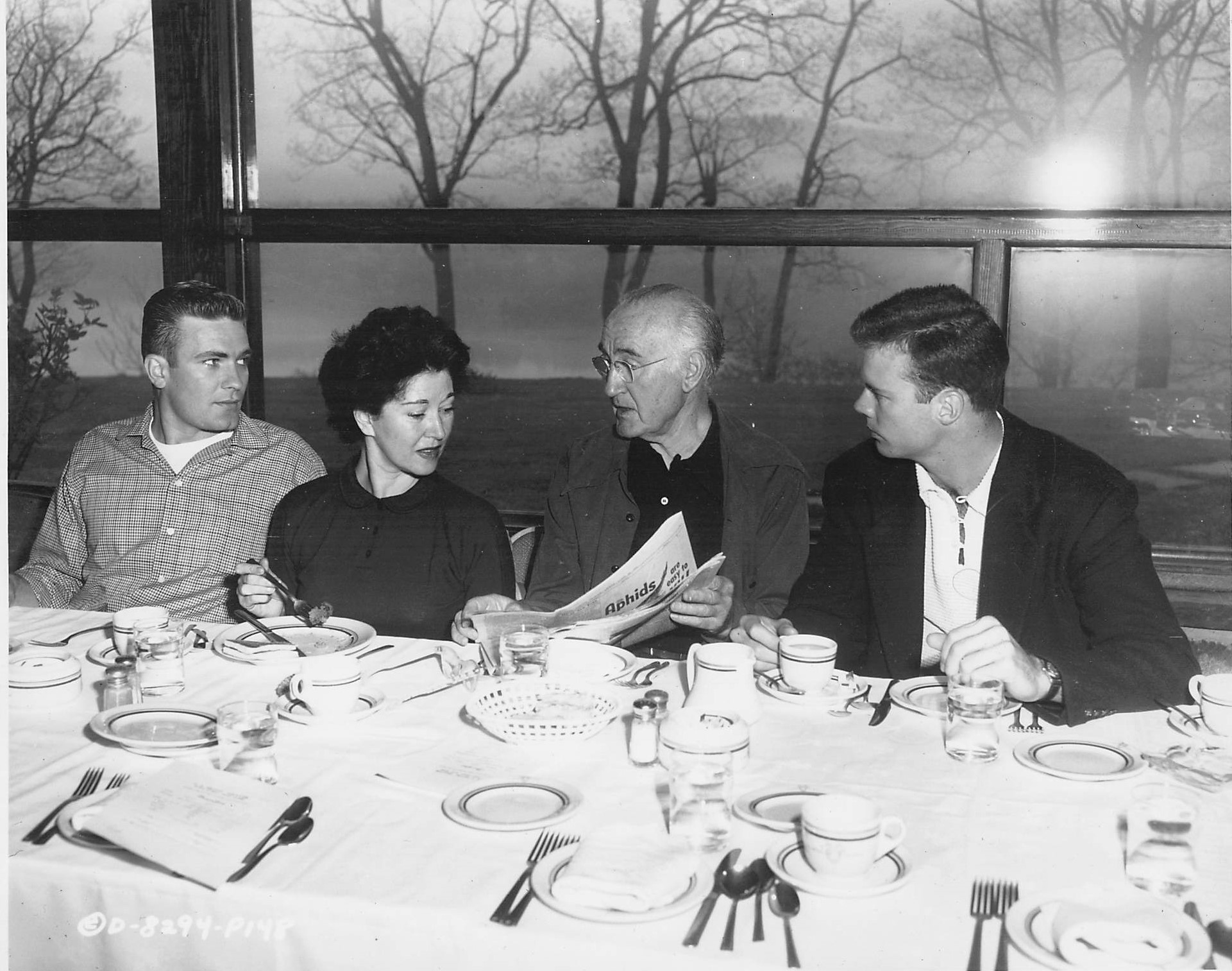  Publicity Photo, Columbia Pictures, West Point, 1954. Bill Leslie, unknown woman, Donald Crisp, Bob Francis 