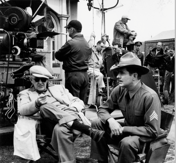  Publicity Photo, Columbia Pictures, West Point, 1954 “Tyrone Power takes direction from four-time Oscar winner John Ford during the West Point location filming….” 