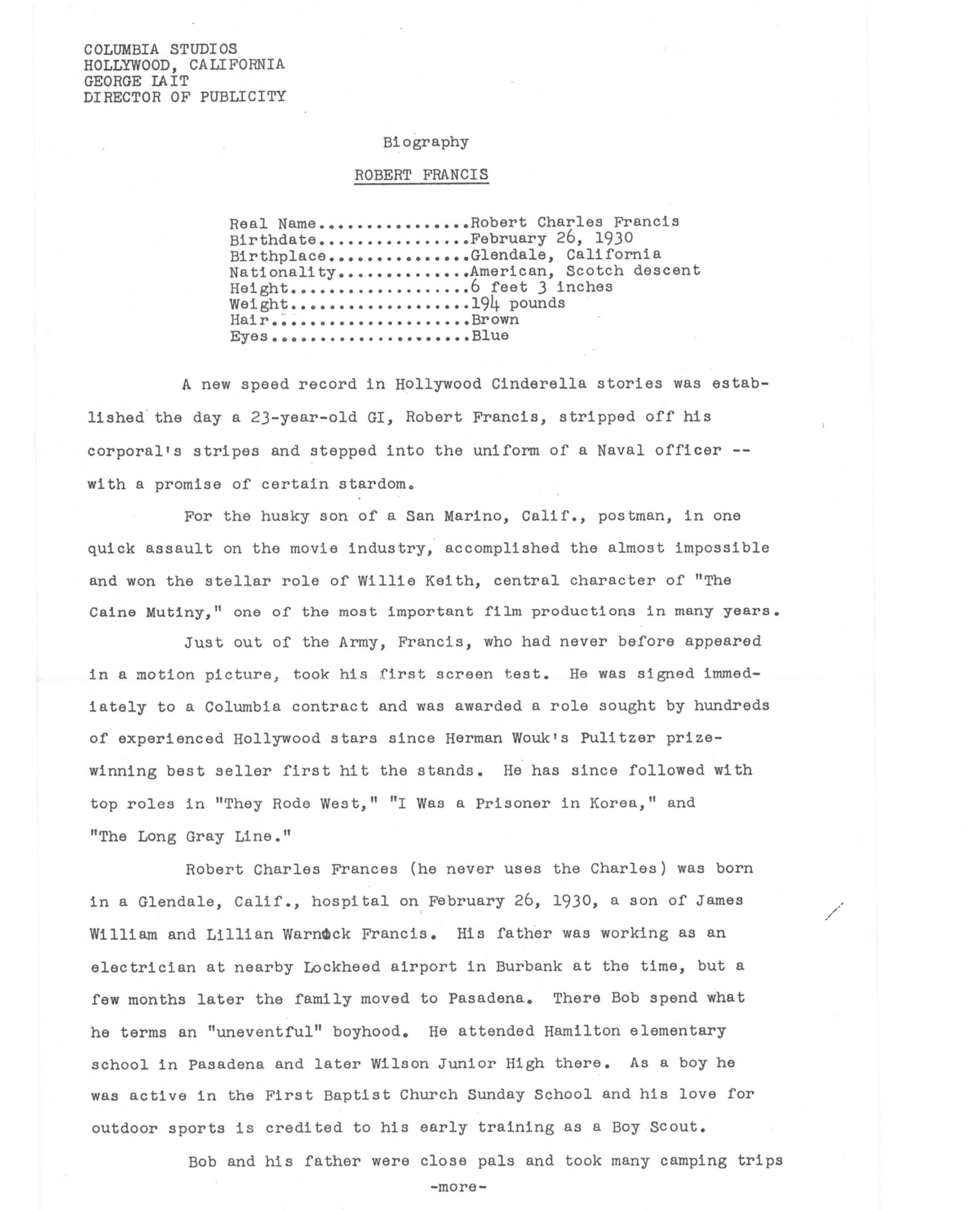  According to Bob’s Columbia Studios biography, he was Scottish which is largely true on his father’s side.  In addition, he had ancestors from England and Ireland/Northern Ireland, all in the United Kingdom.  Plus a few people from Germany, France, 