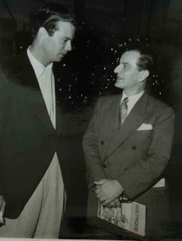  Nov. 1954  Bob with Spyros Sellinas, a newspaperman from Greece. Van Pelt is Columbia Pictures photographer. 