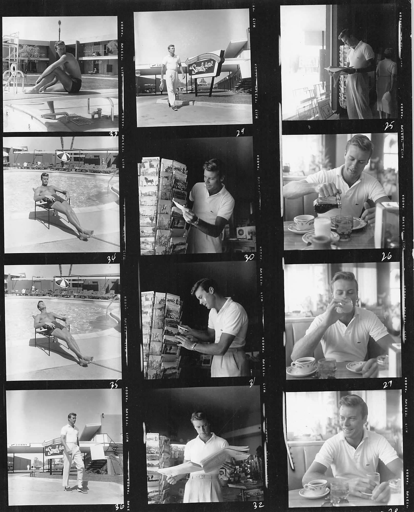  Spring 1955. Bob visited Las Vegas. These contact sheets probably were for a projected photo story about his trip, but they were never used for that or printed elsewhere as far as is known. Photos by Larry Barberi, Globe Photos, New York City. 