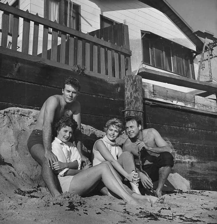 "Salt Water Dillies,"  Modern Screen , Aug. 1954  Bob, May Wynn, Kim Novak, Scott Brady photographed Fall 1953. 