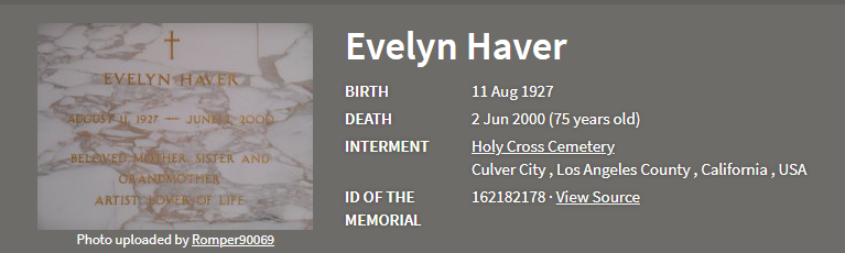  Above: Evelyn Ruth Haver, sister of June Haver, was Edmond Dosch's second wife   Los Angeles Times , June 7, 2000  Below: Brian Boru Dosch, adopted son of Edmond Dosch, whose father was Jim McNamara. 