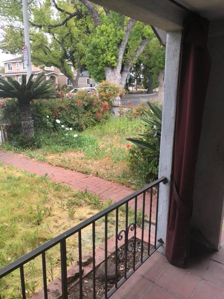  212, view from front porch to street, c. 2017. 