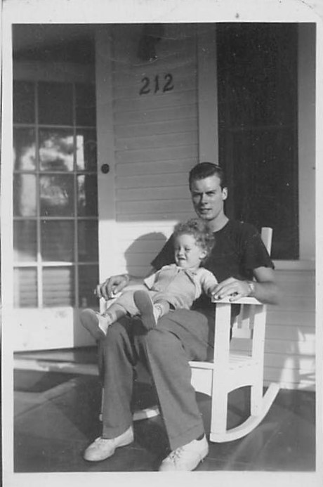  Bob with his nephew, Larry Robins, c. 1948-1949, on front porch of 212. 