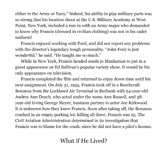  Above: The paragraph beginning, “While in New York….” contains an error. The author has mixed events from two different years, 1954 and 1955. Bob filmed  The Long Gray Line  at West Point, March 15-May 17, 1954. He appeared on “The Ed Sullivan Show”