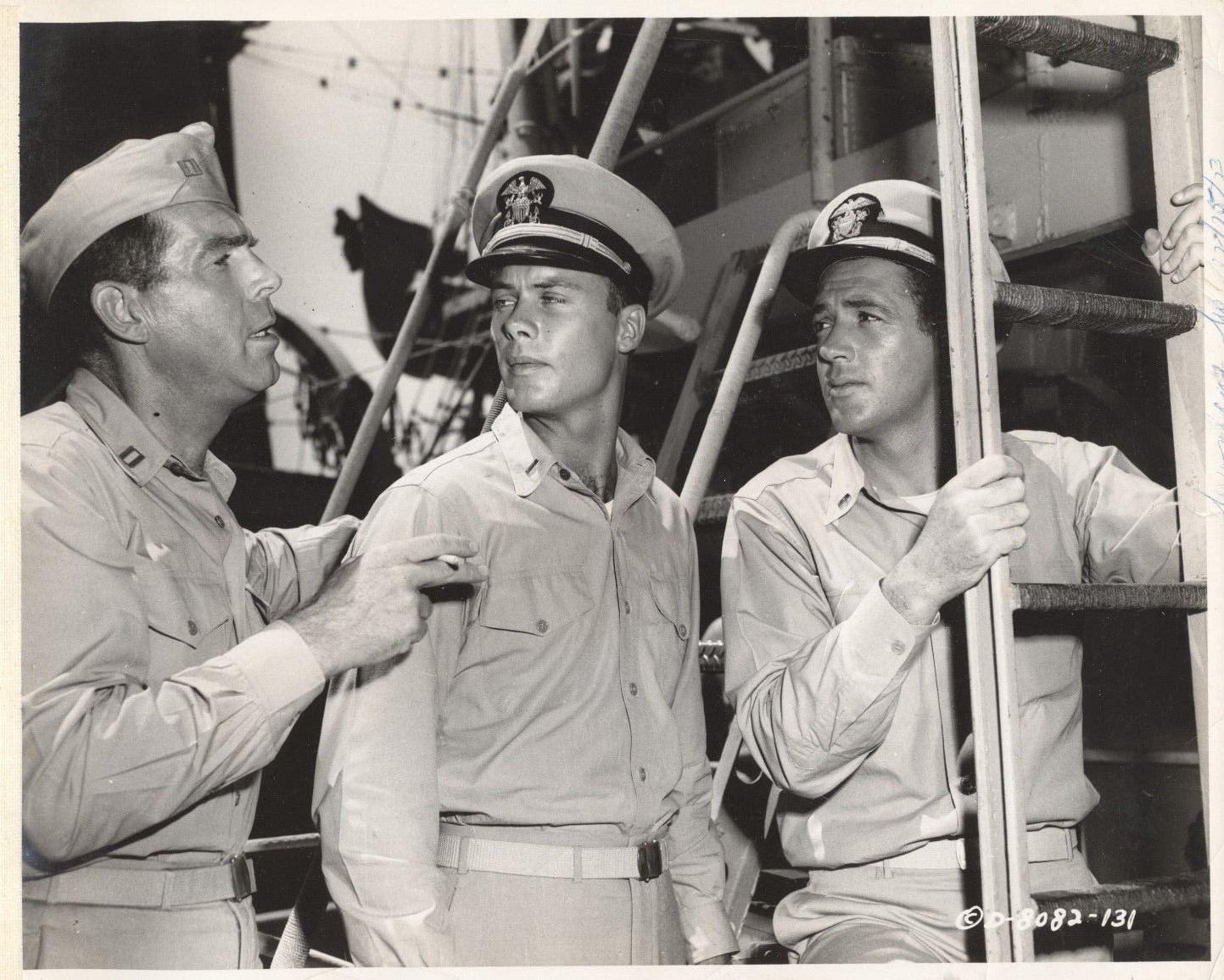  The beginning of the “crow’s nest” scene. Fred MacMurray, Bob, Jerry Paris. 