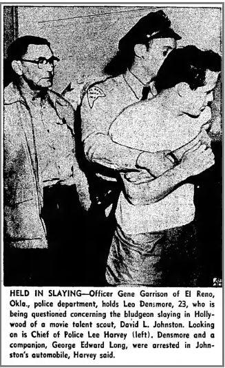  David L. Johnston's accused killers captured in El Reno, Ok.   The Bakersfield Californian,  Bakersfield, Calif., Saturday, Feb. 13, 1954   