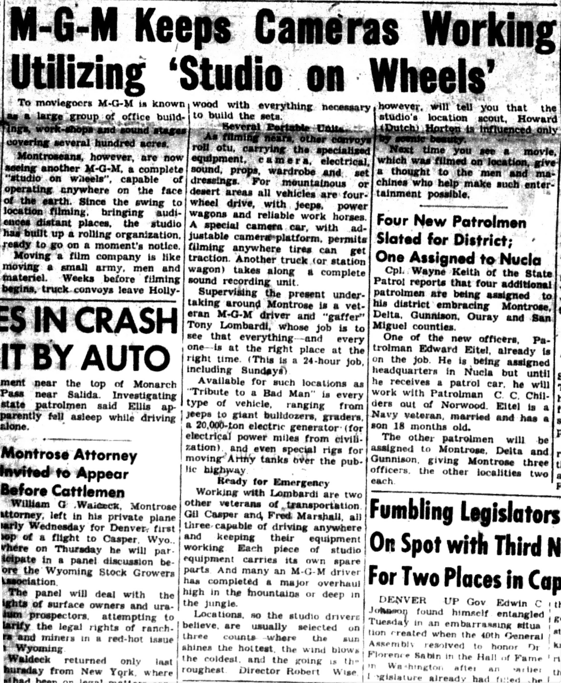   Montrose Daily Press,  Montrose, Colo., Wednesday, June 8, 1955. Courtesy of Adult Services. 