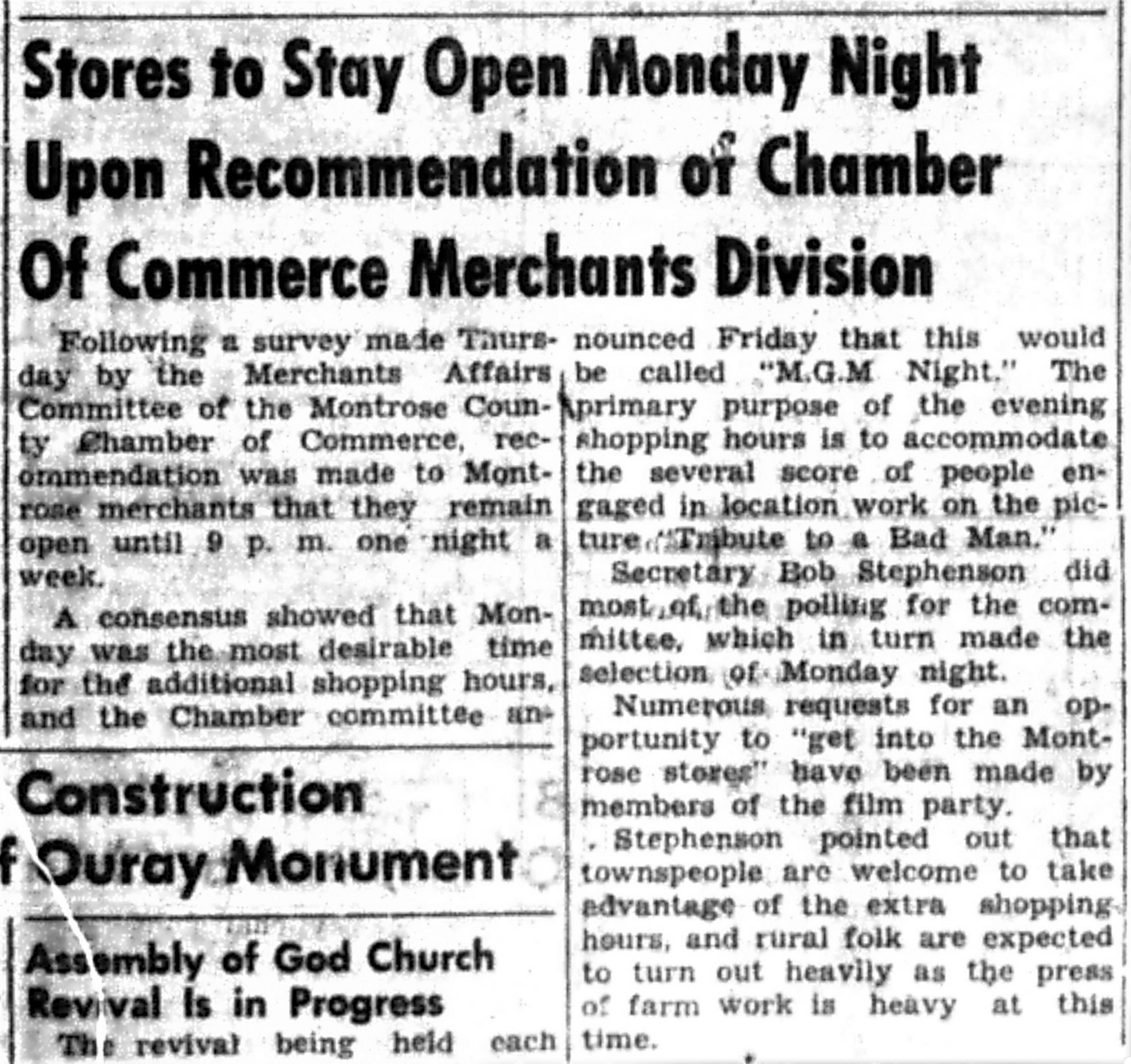   Montrose Daily Press , Montrose, Colo., Saturday, June 11, 1955. Courtesy of Adult Services. 