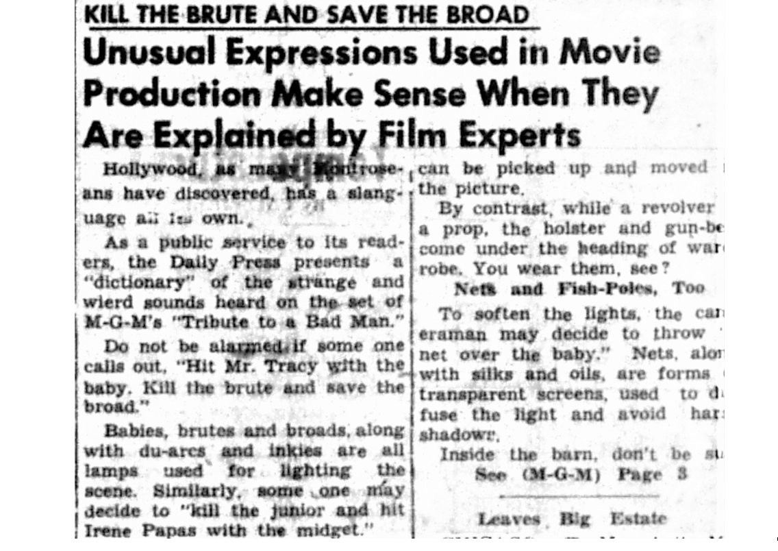   Montrose Daily Press , Montrose, Colo., Tuesday, June 14, 1955. Courtesy of Adult Services. Story probably suggested (and written?) by Jim Merrick, Metro-Goldwyn-Mayer unit publicist for  Tribute.  
