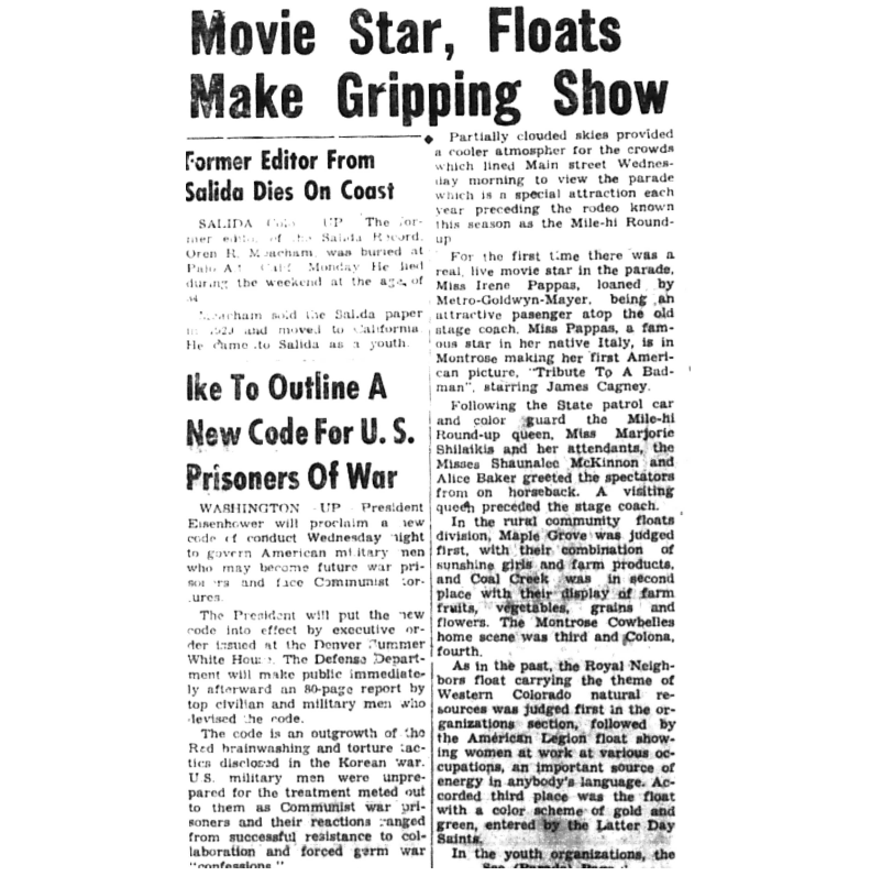   Montrose Daily Press,  Montrose, Colo., Wednesday, Aug. 17, 1955. Courtesy of Adult Services. 