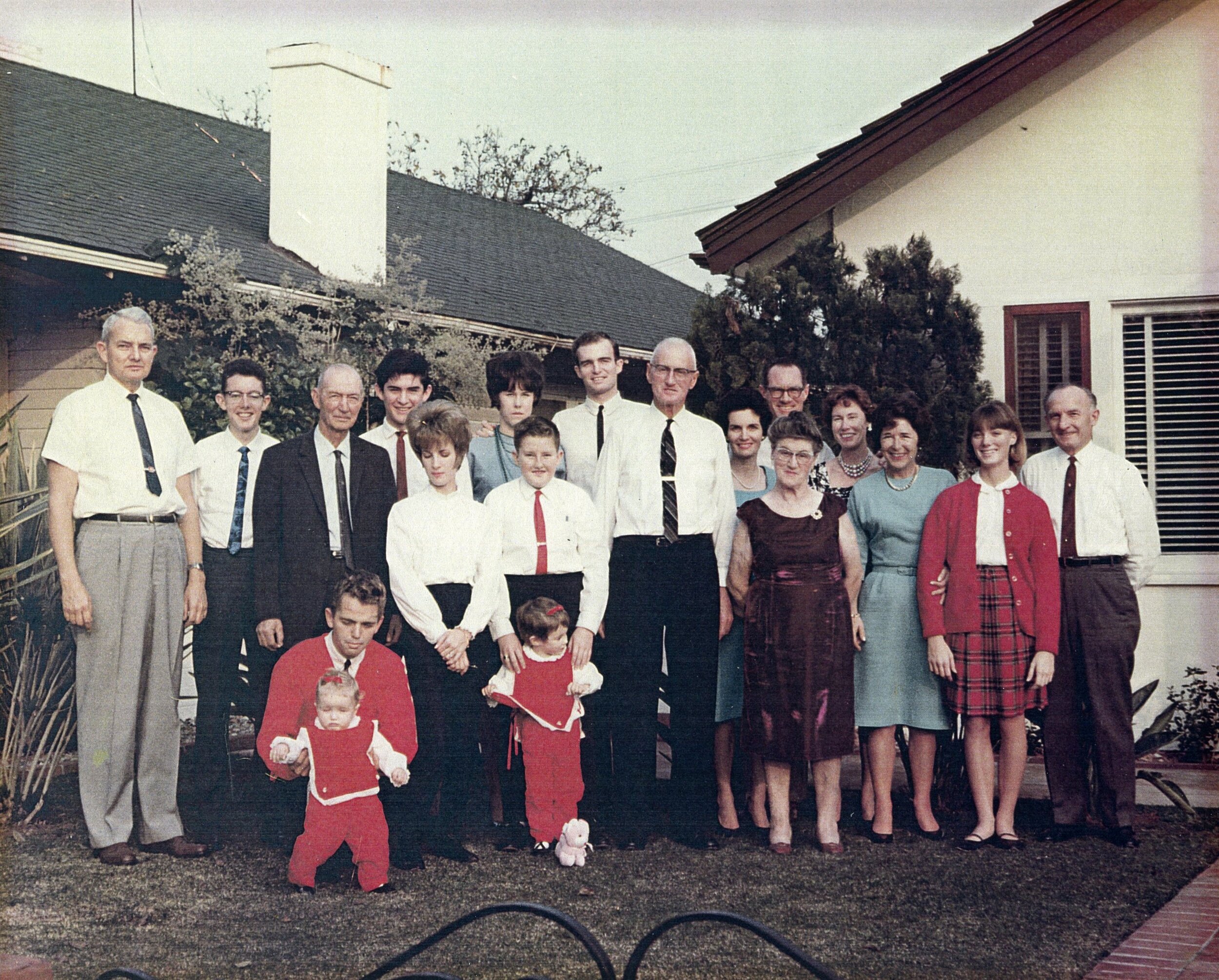 Christmas 1964 at Francis Home, Pasadena  Back Row (l-r): Sandy Robins (husband of “Fran”); Larry Robins (older son of “Fran” and Sandy); Captain Jeans (Betty Jeans Francis’ father); Louis (possibly Luis) Gorostiaga (an exchange student from Paragua