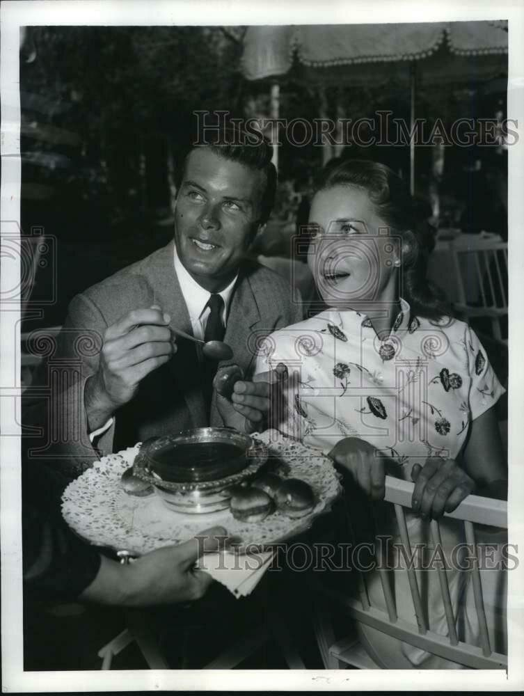  July 20, 1955 - Bob attended a party given by songwriter Jimmy McHugh. He may have known Constance Towers from Columbia where she was a contract player; they may have had a publicity “date” on the occasion. Or this may be one of many candid photos m