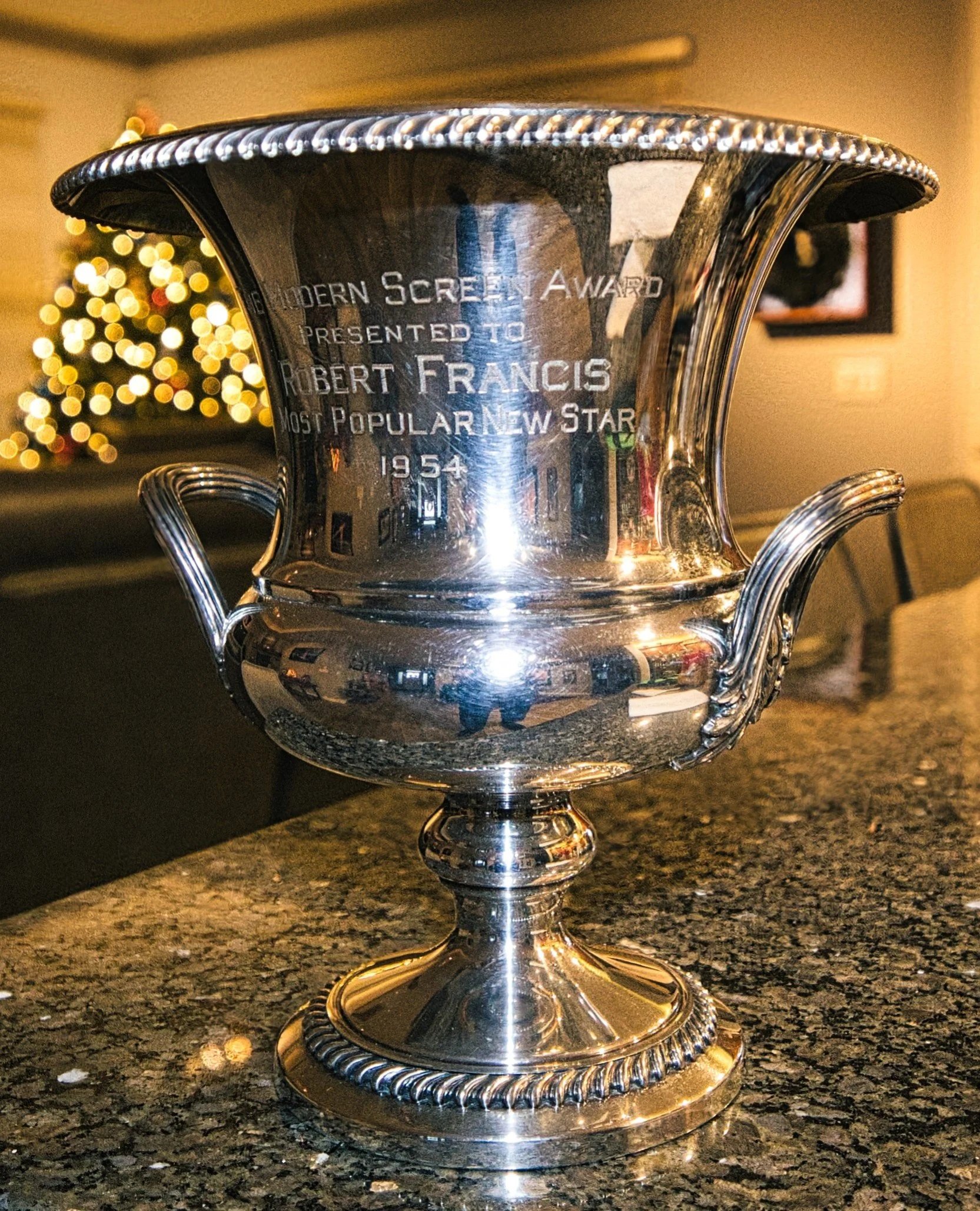  Readers of  Modern Screen  voted for their favorite stars, including new stars. Bob received the most popular new star (male) award in December 1954 in Hollywood. Additional information will be found at the top of The Hollywood Star and Studio Syste