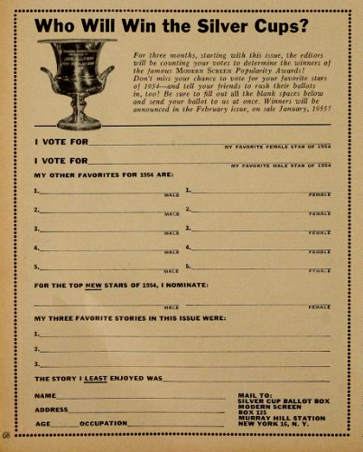  Above:   Modern Screen , Aug. 1954   