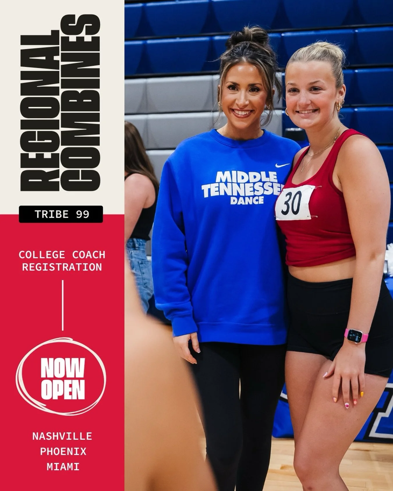 College Coach registration for TRIBE 99&rsquo;s REGIONAL COMBINES is NOW OPEN!

This event is designed to connect coaches and dancers through a proven combine format, supporting meaningful recruiting opportunities at the regional level.

💥 Spots are