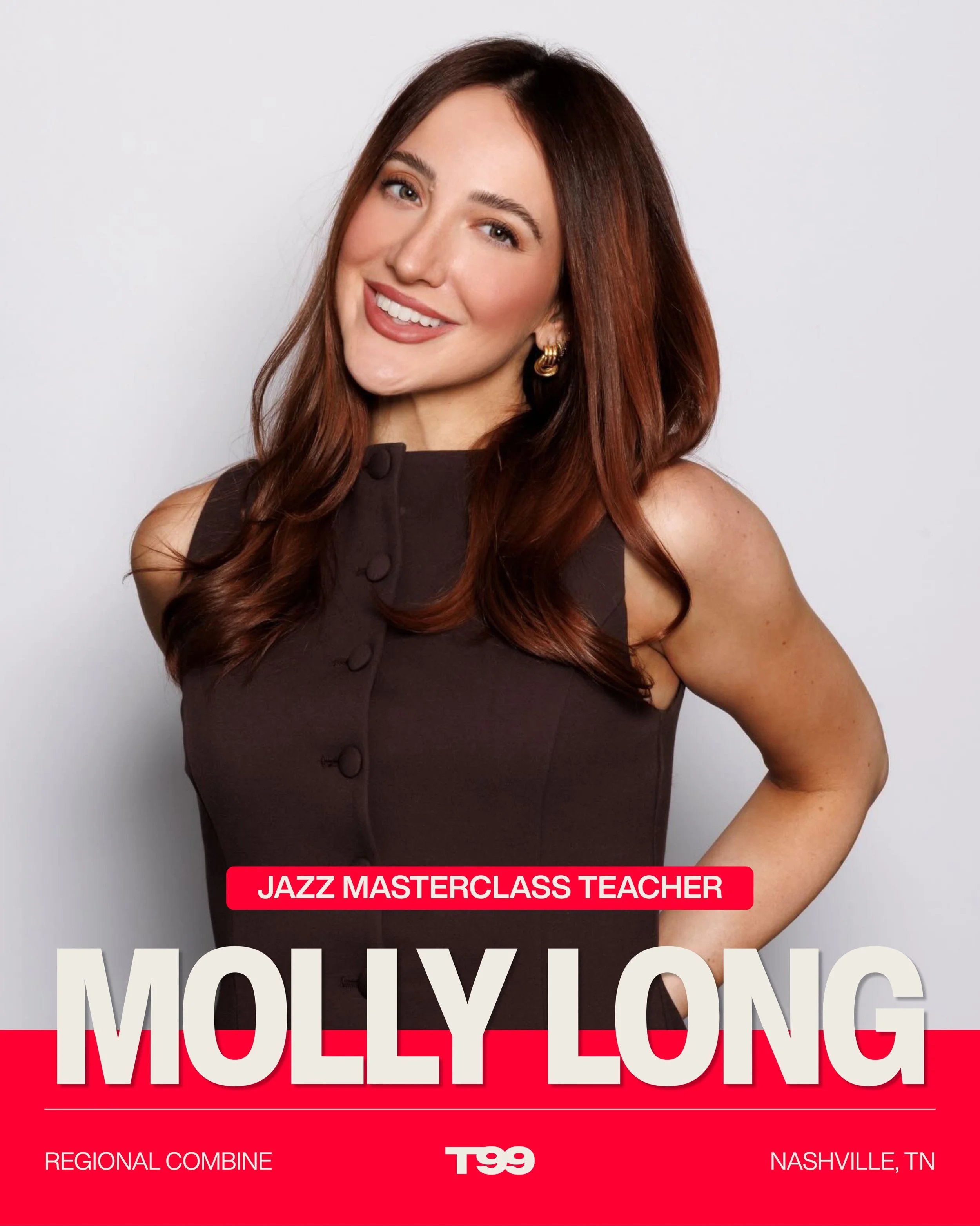 NASHVILLE, are you ready?! 🔥

We are so excited to welcome Molly Long as your Jazz Masterclass Teacher! An award-winning choreographer whose work has impacted dancers across the country, Molly is known for her innovative choreography, high-energy cl