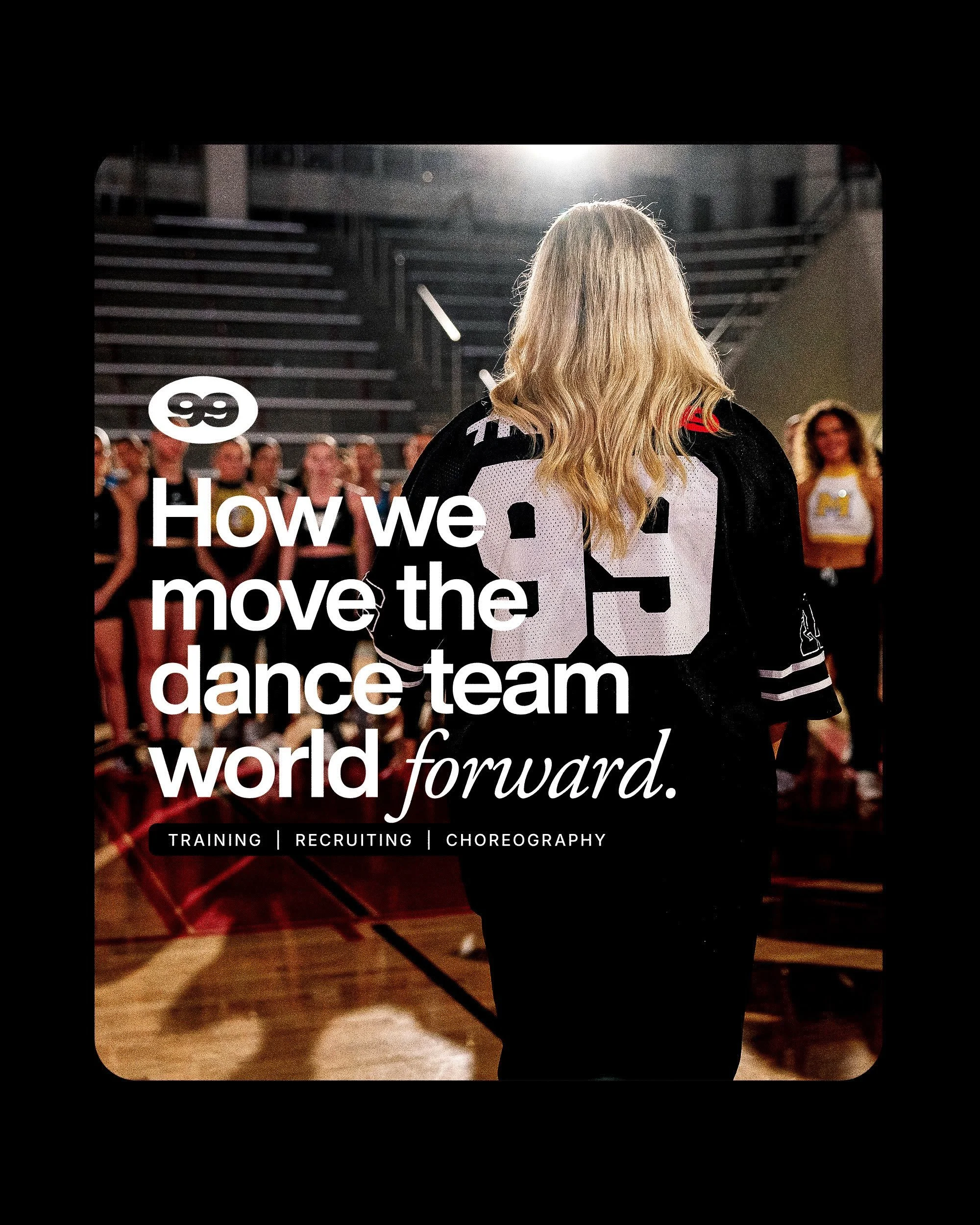 Ten years in, and TRIBE 99 has grown across three areas &ndash; each built to move the dance team world forward.

Training. Recruiting. Choreography.

Swipe for a closer look at each.