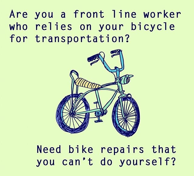 Are you a front line worker who relies on your bicycle as your primary mode of transport? Have urgent repairs that you can&rsquo;t do yourself?

While Kickstand Community Bikes is closed to the public we are offering drop-off repair services to peopl