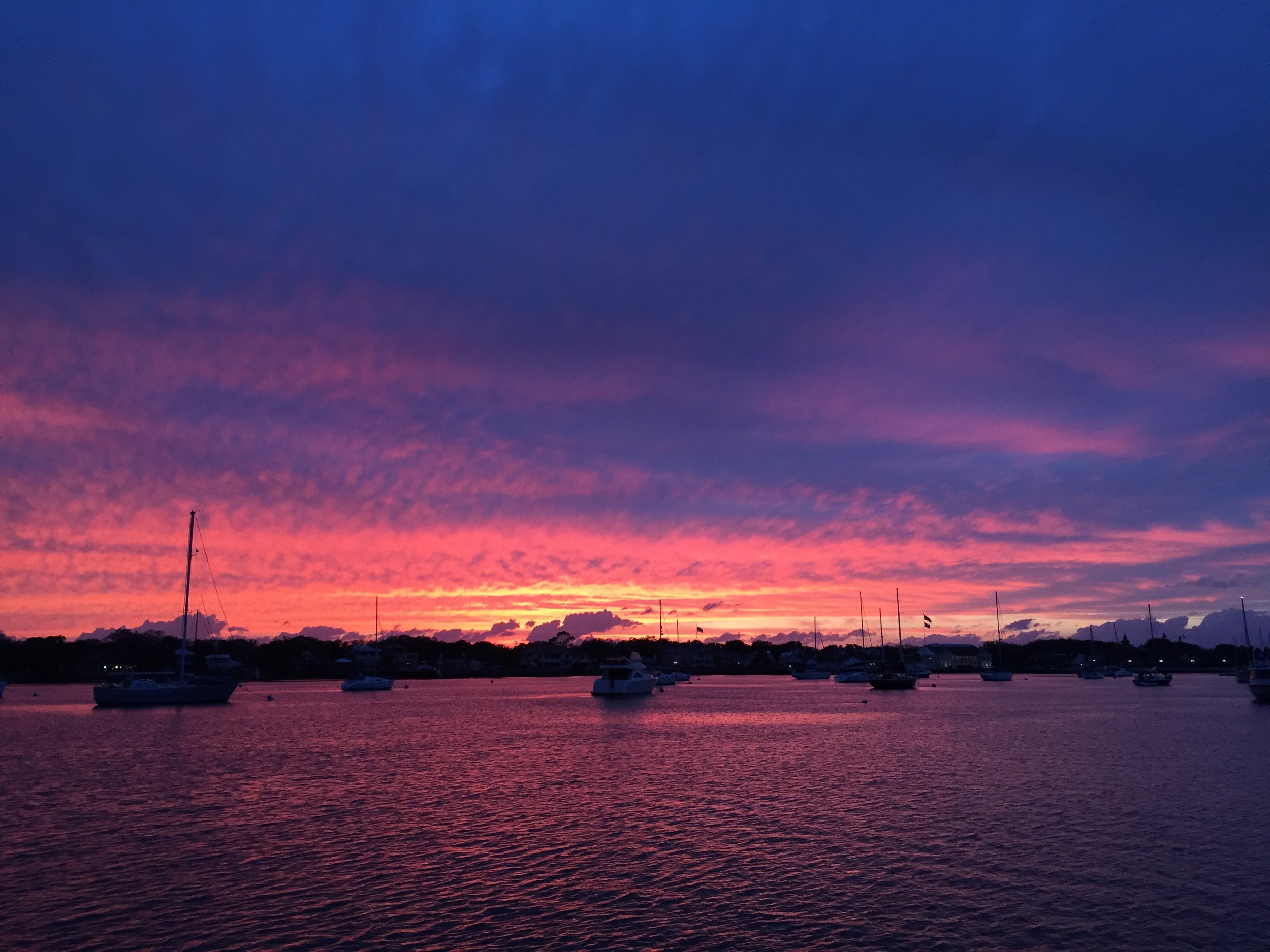 Stunning sunset from the mooring field in St. Augustine, FL.