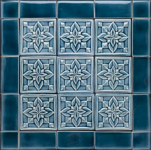 Flowers Tile Backsplash, Double Petals