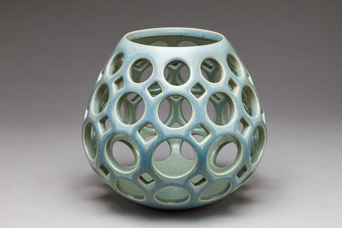 Tabletop Candle Holder, Teardrop, Blue/Green