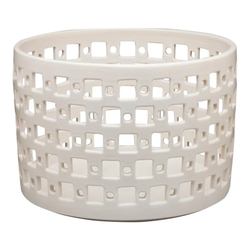 Mid-Century Square Patterned Fruit Bowl close-up