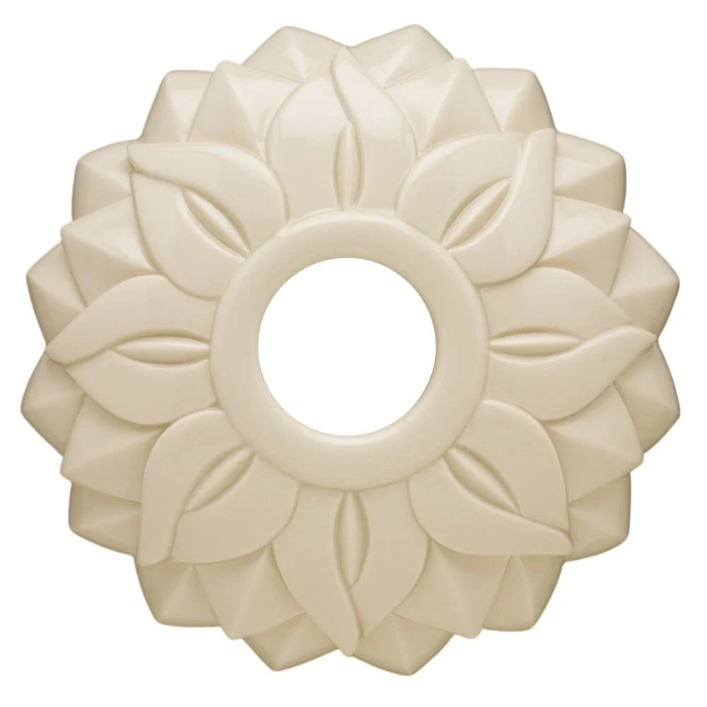Striped Lotus Flat Orb top view white background