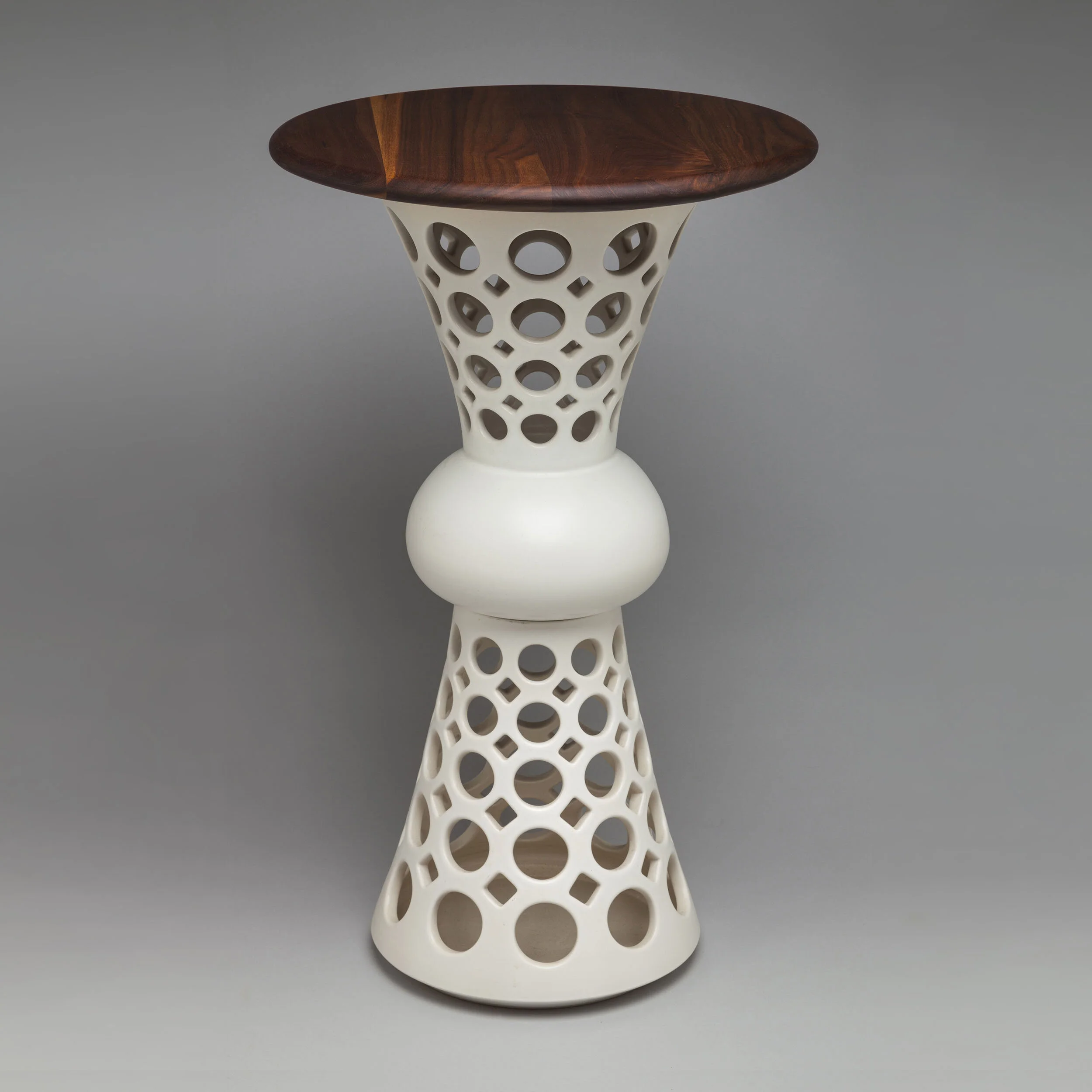 Segmented Hourglass Openwork Table with Walnut Top
