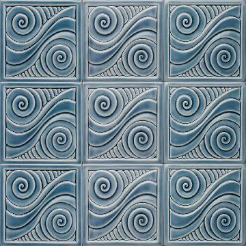 Double Swirl Tile - Blue Celadon Backsplash
