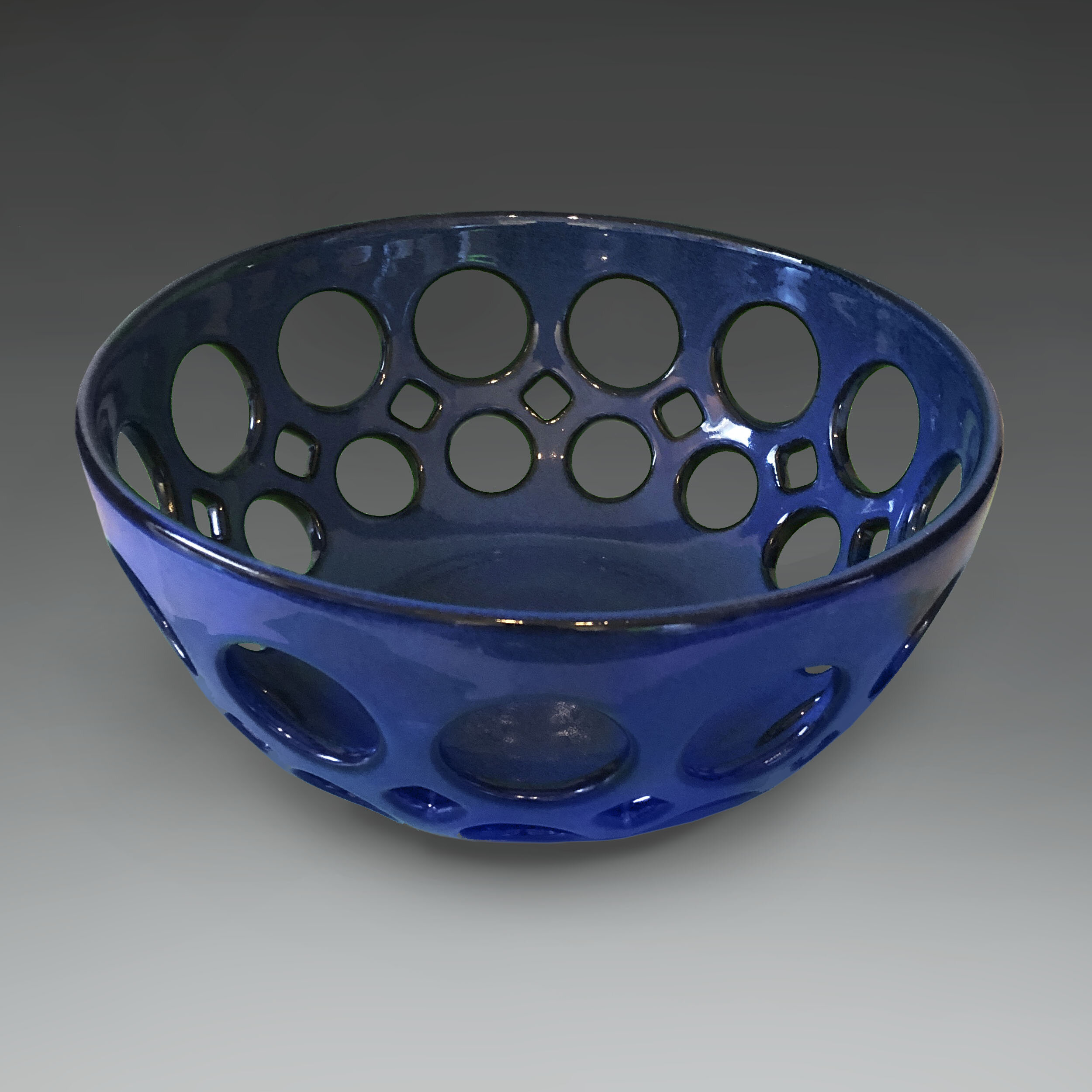Round Openwork Fruit Bowl - Midnight Blue