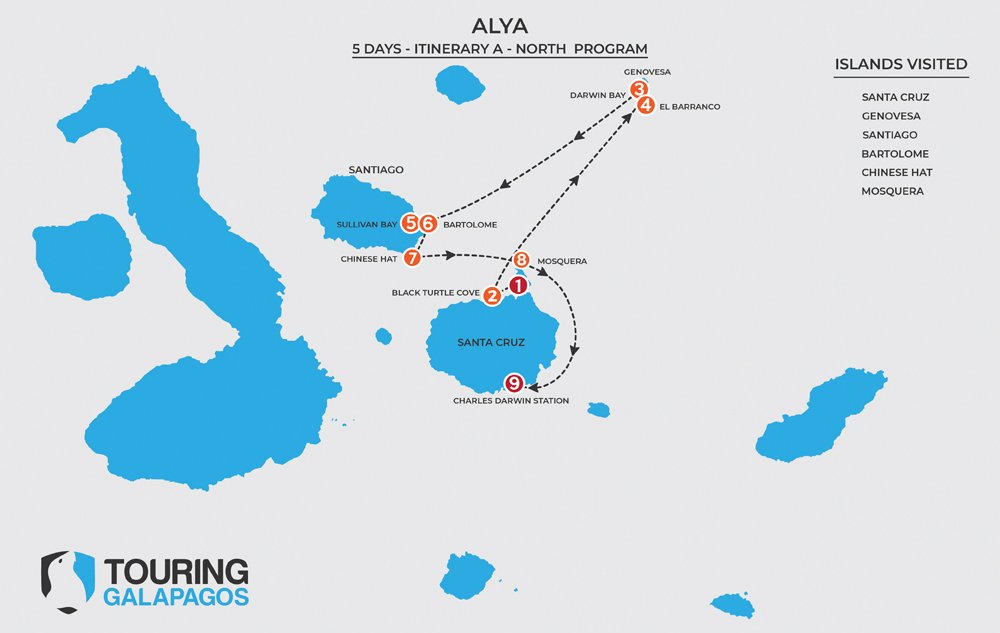 Alya Galapagos Cruise Map
