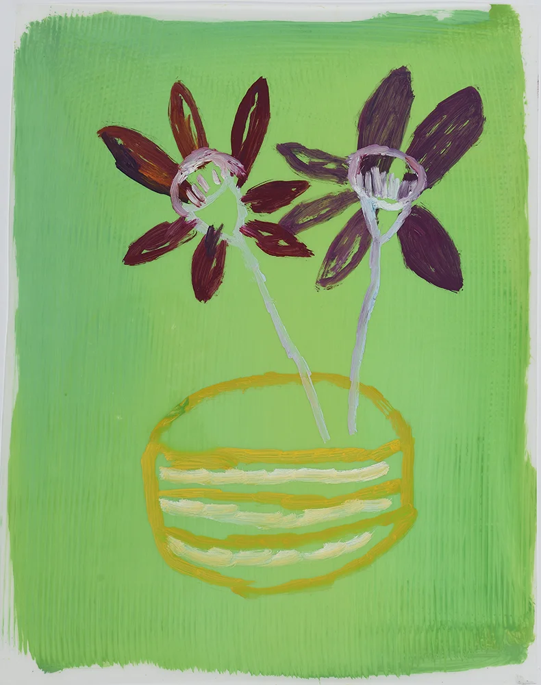 Red on Green , 2015 20” x 15” Oil on Mylar