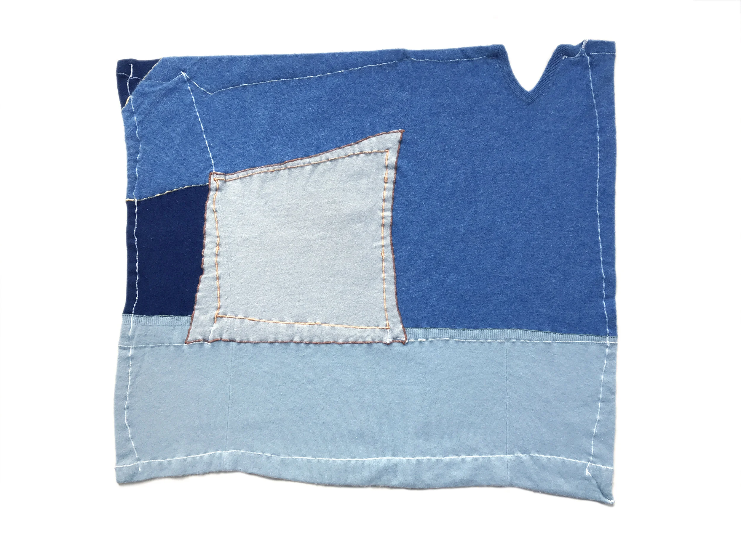   Recto above, verso below   Cotton embroidery on cashmere knit  49 x 40 inches 