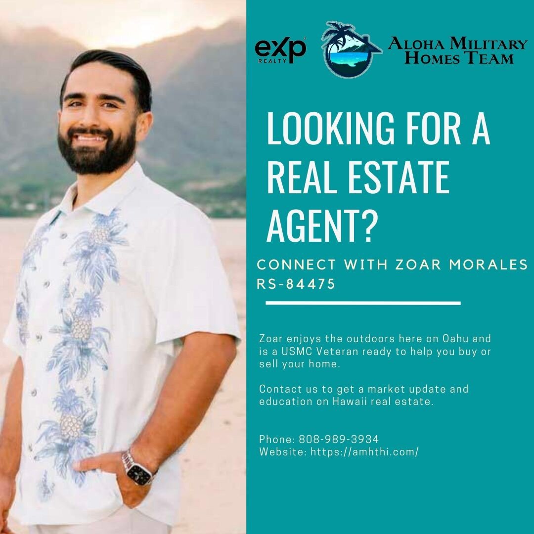 Team Highlight - 🪪 Zoar Morales, RS-84475

Zoar enjoys the outdoors here on Oahu and is a USMC Veteran ready to help you buy or sell your home. 

Contact us to get a market update and education on Hawaii real estate.
🏡 Aloha Military Homes Team
📲 