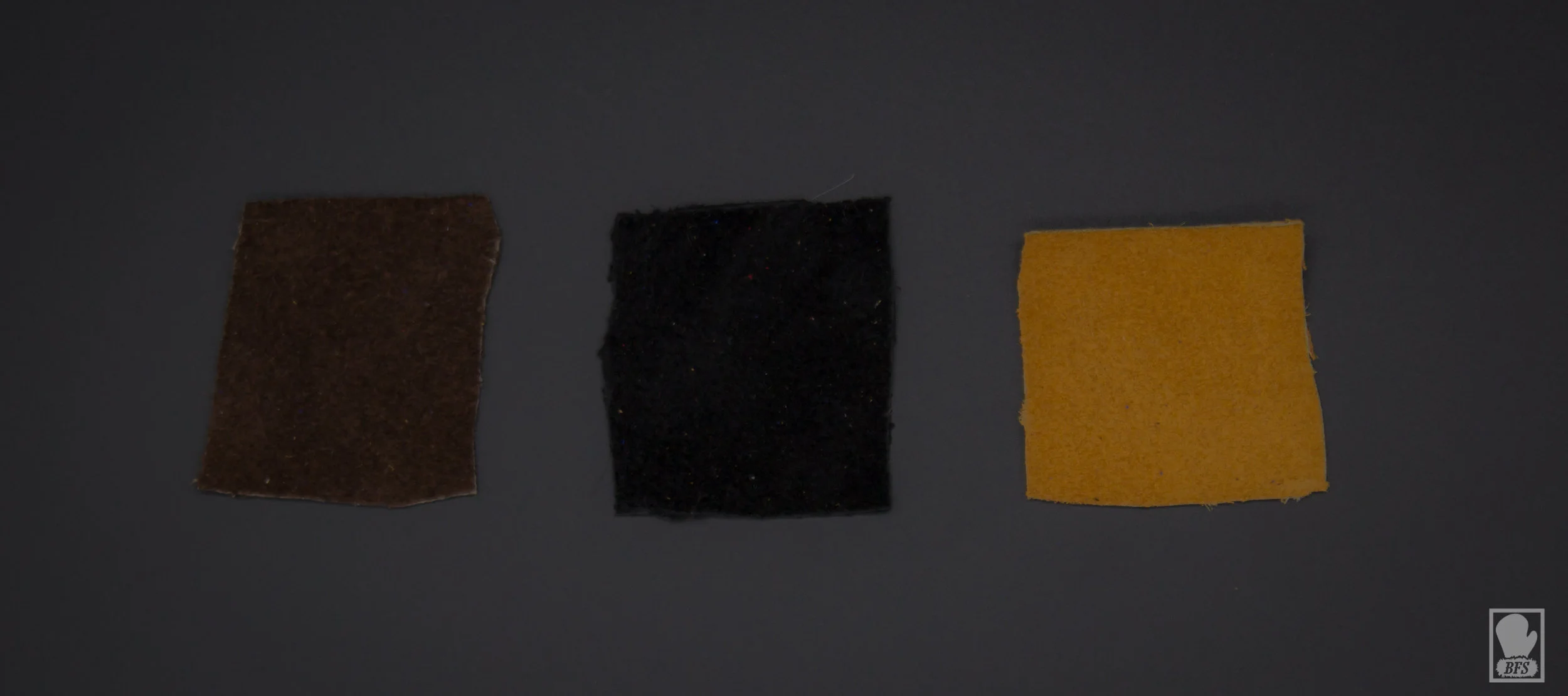 Leather palm options L to R: brown, black, tan