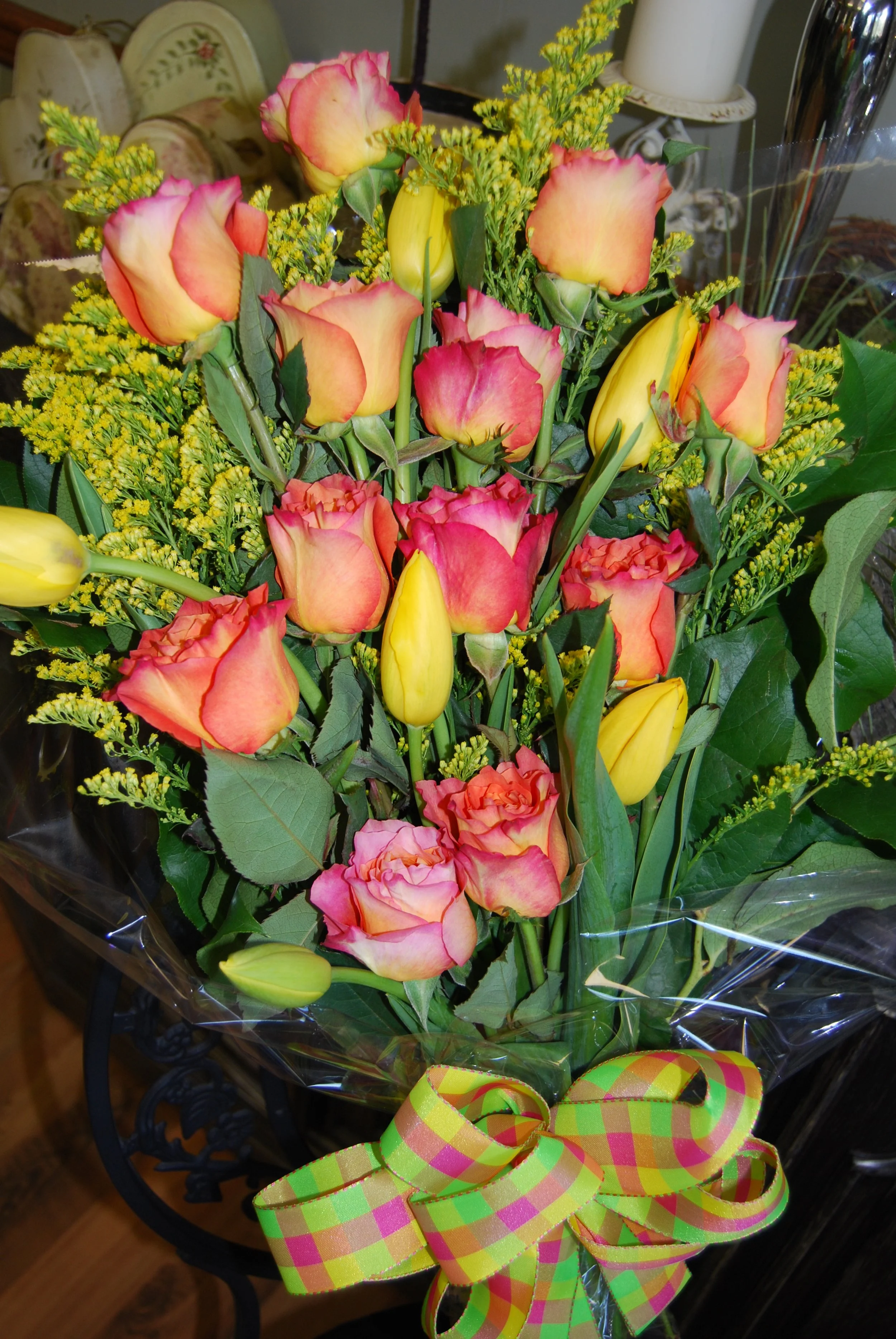 Springtime Roses and Tulips