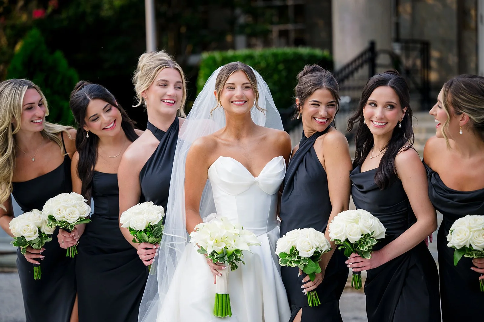 White Floral Bridesmaid's Bouquets