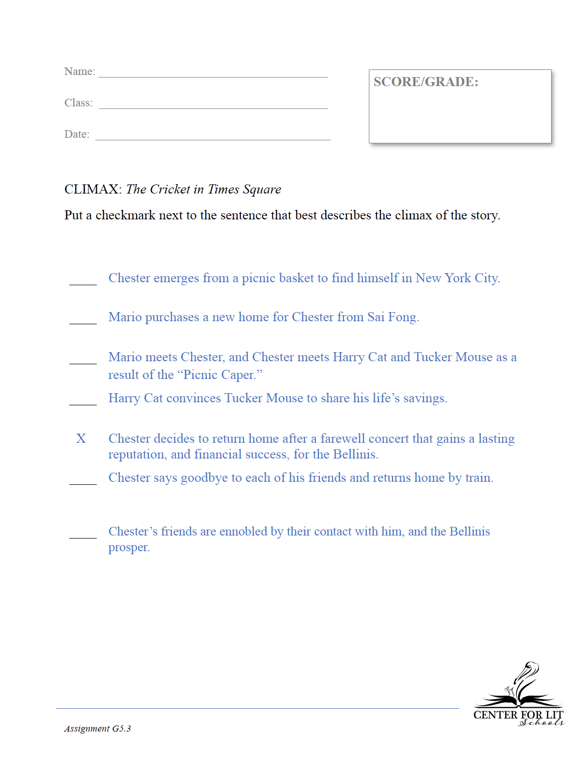 G5.3: The Cricket in Times Square