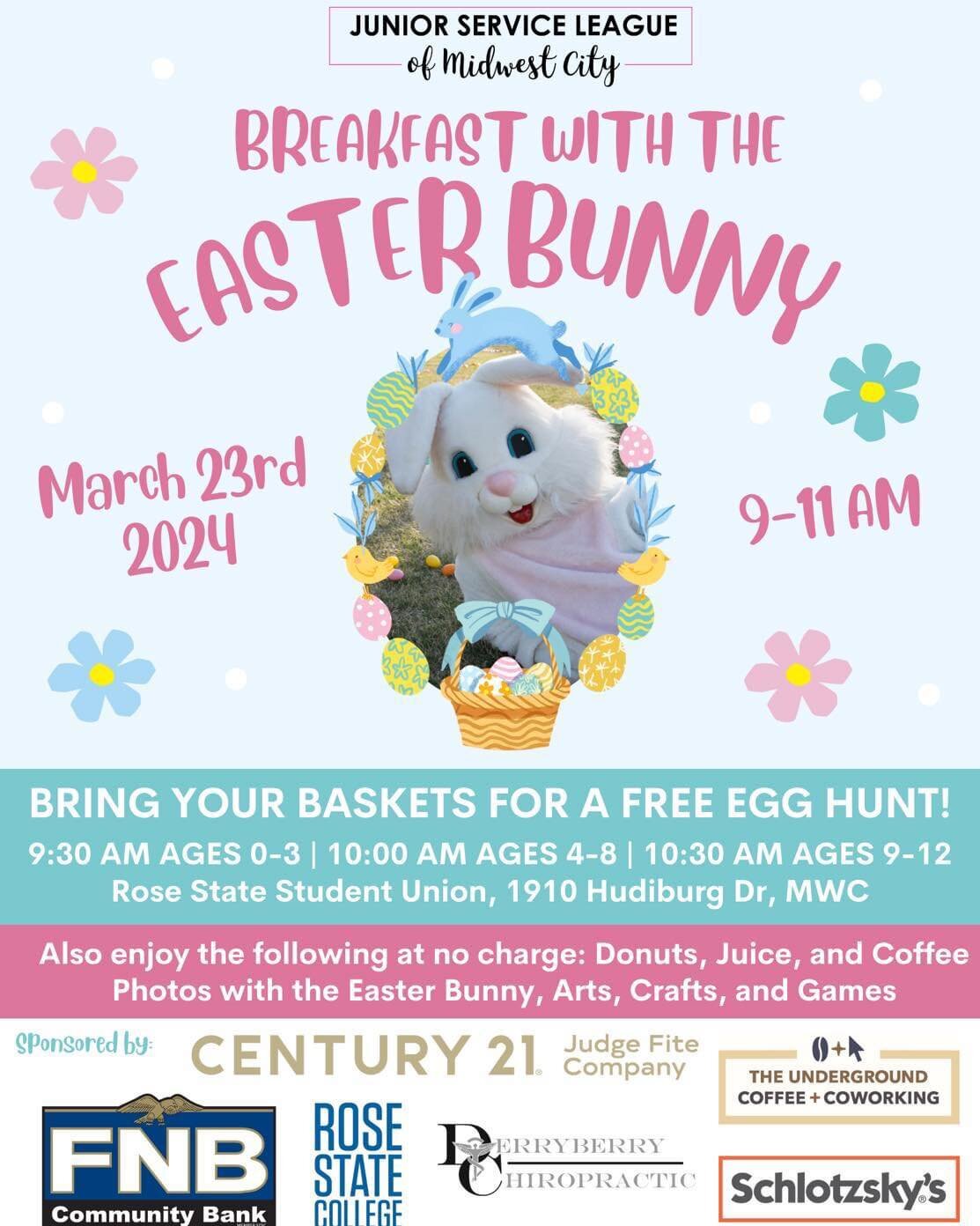 🐇🌷 Next Weekend! 🌷🐇

#breakfastwiththeeasterbunny🐰 #joinus #jslmwc #rosestatecollege #easteregghunt