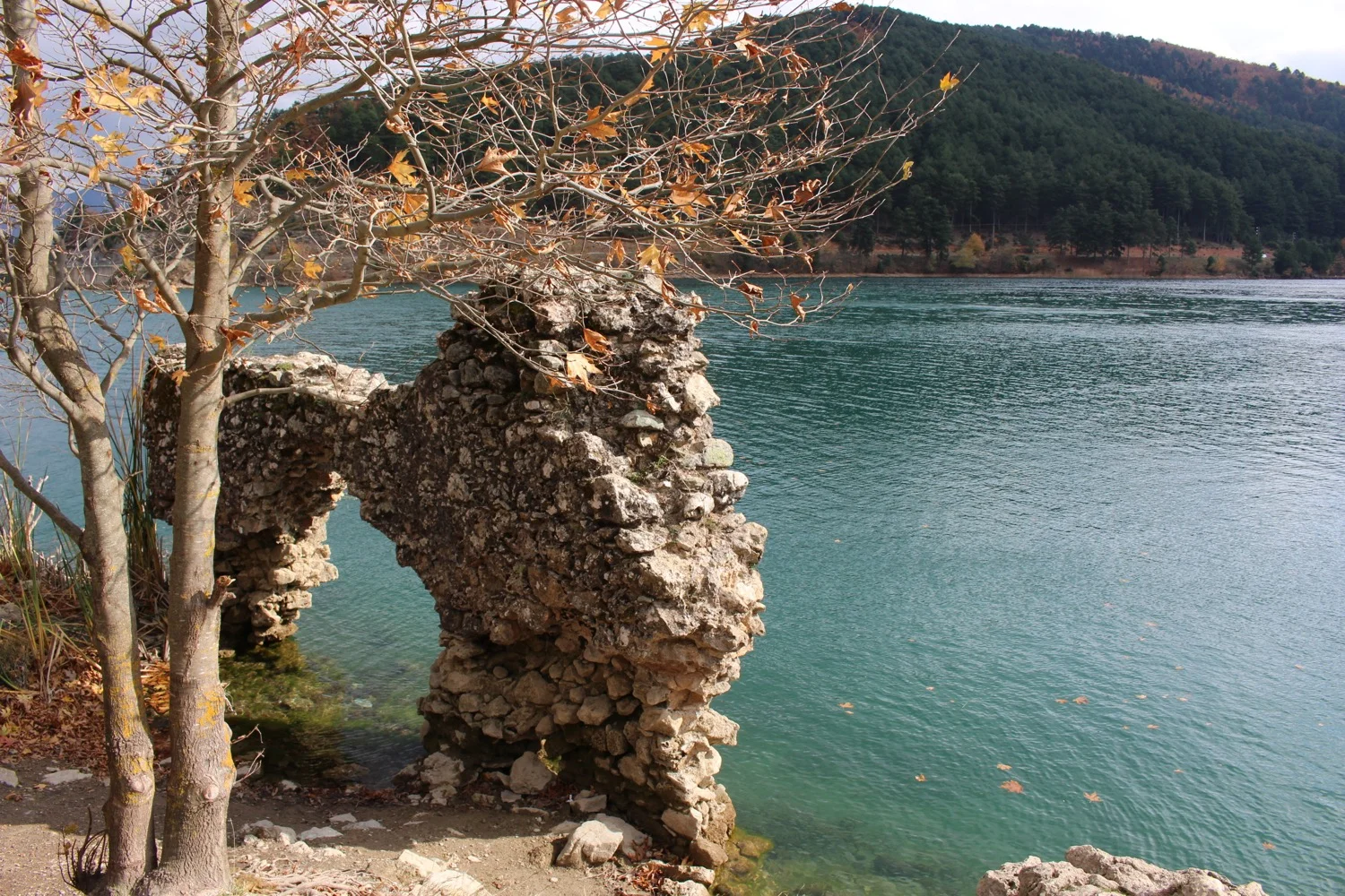 Ruins at St Fanourios Church, Lake Doxa, Corinthia, Peloponnese